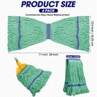 6pcs 18 Oz Loop End Replacement Mop Heads Green Blue Janitor Supplies