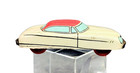 Vintage 1950 s Tin Friction Car Japan Futuristic White Red Blue Mfg  2 