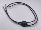 Vintage Bolo Sterling Silver Around Malachite Stone Silver Tone Tips Back