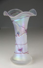 Vtg Poschinger German Art Nouveau Iridescent Art Glass Vase With Purple Flowers