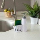 2-in-1 Soap Dispenser With Sponge Holder  Kitchen Sink Soap Pump With Drain Tray