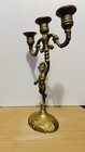 Vintage Cherub Candelabra  3 Arm Putti Angel Candle Holder  Antique Brass Finish