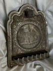 Antique Hanukkah Menorah Judaica Silver Israel Synagogue Artwork Hebrew Jewish
