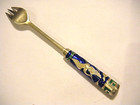 19g Vintage 1940s Sterling Silver   Guilloche Enamel Heron Bird Fork Korea 5 5 