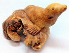 Vintage Hand Carved Seal Or Sea Lion Natural Burl Wood Sculpture Figurine 4 x 3 