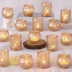 Set Of 36 Gold Glass Votive Candle Holders - Bulk Tea Light Holders For Home  Pa
