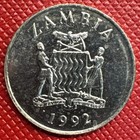 Zambia 1992 Nickel Plated Steel 25 Ngwee  Crowned Hornbill  Km  29