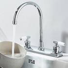 Chrome High Arc Kitchen Faucet 8 Inch Centerset 3 Hole 2 Handle Sink Mixer Taps