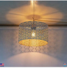 Hollow Carved Design White Gold Metal Round Drum Lamp Shades 12  Dia X 7  High