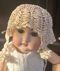 2 Antique Hand Tatted Lace Crocheted Lace Baby Bonnets In  Original Brandies Box