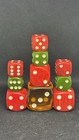 Lot Of Vintage Bakelite Dice     Cherry Red  Green  Translucent Yellow Marble 240g