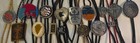 Vintage Lot Of 16 Metal Bolo Ties  Arrowhead  Boy Scouts  Initials  Copper  More