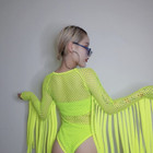 Dance Costume Green Tassel Jumpsuit Nightclub Dancer Stage Hip Hop Rave Bodysuit