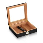 20 Cigars Humidor Storage Box Desktop Glasstop Humidifier Hygrometer Wood Box