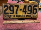 North Carolina Nc License Plate 1942 297 496