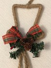 Snowman Hat With Bells Door Wall Hanger Christmas Mini Pine Cones Rustic Country