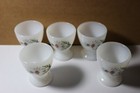 Set Of  5  Vintage Arcopal France Daisy Pattern Milk Glass Egg Cups 2-1 4 