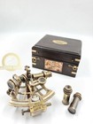 Solid Brass J Scott London Sextant With Wooden Box   Navigation Sextant