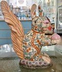 Vintage Whimsical Squirrel  Ceramic Folk Art Figurine -10 5 h