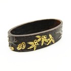 Fuchi Chrysanthemum   Bamboo Design Shakudo Japanese Antique Sword Fittings