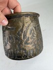Antique Mughal Indian Hand Hammered Formed Brass Tub Cup Vessel 