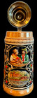 German Beer Stein Depicting Various German Cities With Pewter Lid