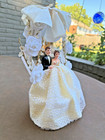 Vintage Wedding Cake Topper Bride   Groom Figurine 6  Wide 10  Tall