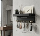 Wall Mount Key Holder Mail Organizer Shelf   6 Hook Entryway Storage Rack Black
