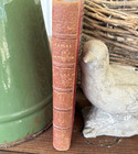 Antique Decorative French Book Red Leather Fables De La Fontaine Marbled    1890