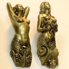 2 Marine Golden Siren Figurehead Busts Statue Ship Mermaid Sea Boats Sailors Art
