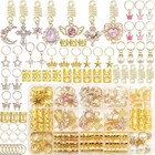 156pcs Pink Crystal Dreadlock Jewelry  Gold Hair Cuffs   Coils  Braids Decor