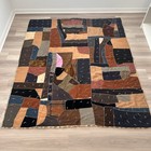 Antique Primitive Folk Art Patchwork Crazy Wool Velvet  Quilt 66   x79    Textile