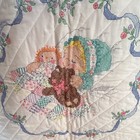 Handmade White Baby Crib Quilt Nursery Animals Cross Stitch 32x42