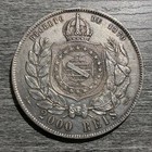 Brazil 2000 Reis 1889 Silver Coin Circulated Cleaned Vf-xf Pedro Ii