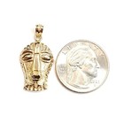 14k Yellow Gold Native American Indian Mask Pendant Charm Gift Fine Jewelry 3 7g