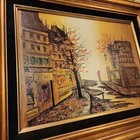 Vintage Mid-century Oil Painting On Canvas Gold Framed Man Cityscape Paris 18x22