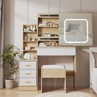 Vanity Makeup Dressing Table Set  stool 4 Drawer sliding Lighted Mirror outlet