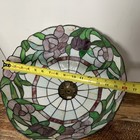 Tiffany Style Stained Glass Lamp Shade Purple Floral 16 Inch Diameter Vintage