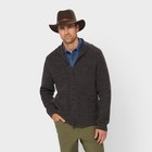 Men s Burly Retirement Shawl Collar Waffle Cardigan   Heavy Knit Sweater Jacket