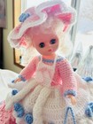 Vintage Handmade Crochet Southern Belle Doll Granny Core Glass Eyes Open close