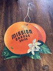 Vintage 1940s Original Mission Orange Drink Soda Pop Fan Pull Double Sided Sign