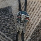 Siskiyou Western Bolo Tie Black Leather Metal  Adjustable Signed  Mpn 921369