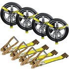 Heavy Duty Car Tie Down Straps For Trailers  4pk      2   X 96   Webbing With 