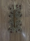 Vintage Libbey Frosted Glass Gold Leaves Tumblers Set Of 8 With Carrier