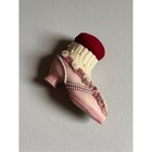 Vintage Hand-painted Porcelain Red And Pink Floral Shoe Pin Cushion