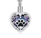 Paw Print Cremation Pendant Urn Keychain 1  Key Ring For Ash Dog Cat Pet Purple