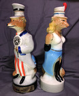 Vtg  70 s Pair  uncle Sam     renee Fox  Jim Beam Bourbon Decanters