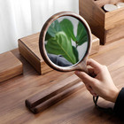 Solid Black Walnut Handheld Mirror vintage Hand Mirror With Handle For Home
