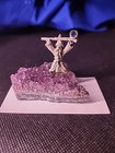 Spoontiques Pewter Wizard Figurine With Crystal Ball Rare  Geode Amethyst Base 