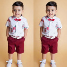 Kids Toddler Baby Boys Gentleman Suit Rose Bow Tie T-shirt Shorts Pants Outfits